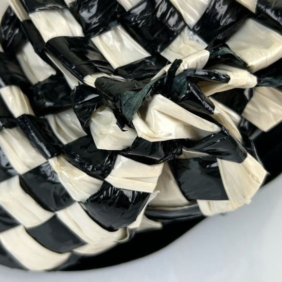 Vintage Original Shorlon Model Mod Weaved Lace Lined Hat Black & White main image 13